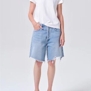 Agolde Distressed Blue Jean Shorts